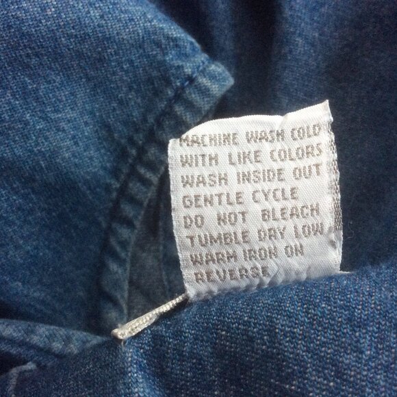 Vintage Christopher & Banks Denim Sleeveless Maxi Dress Fruit Embroidery Size 8 - Picture 4 of 4